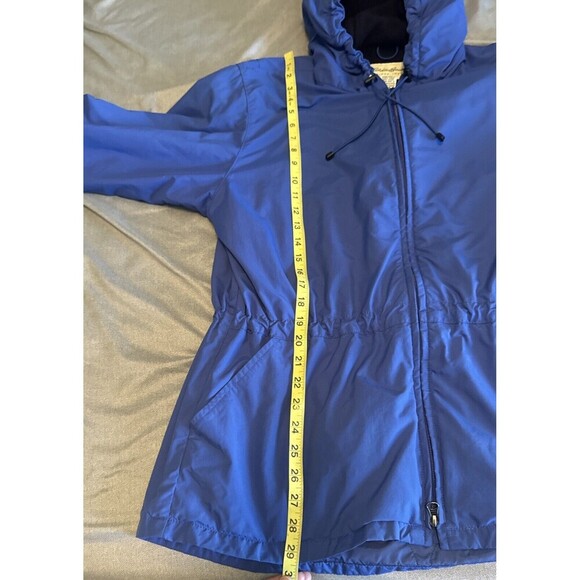 VTG Women’s Eddie Bauer BLUE Parka Hooded Windbreaker Jacket Adj Cuffs Waist L - Picture 10 of 10
